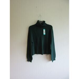 LOVE ELLIE Dark Green L Alida Turtleneck Long Sleeve Knit Sweater
